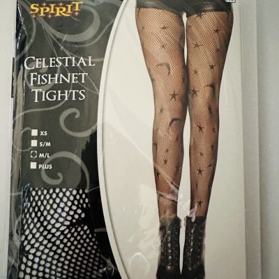 Celestial Fishnet Tights Women’s Star Moon Pattern Medium/Large Size - New